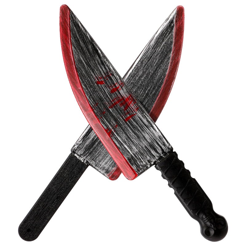 Civaner 2 Pcs Halloween Knife Fake Props 15 Inch Large Plastic Butcher Knife Slasher Cleaver for Scary Clown Costume Accessories Horror Party Decoration - Image 2