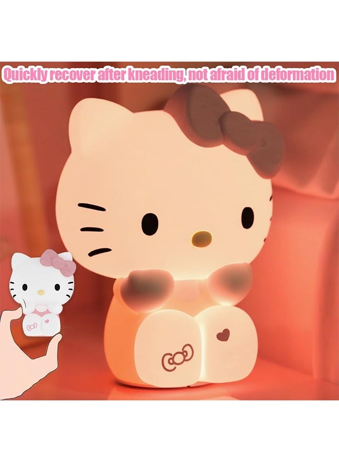 Hello Kitty Kitty Night Light for Kids, Gifts for Girls - 7 Colors LED Squishy Cute Lamp for Children's Room Decor, Silicone Nursery Nightlight Rechargeable Bedside Touch Lamp for Breastfeeding, Girls Gifts - Image 5