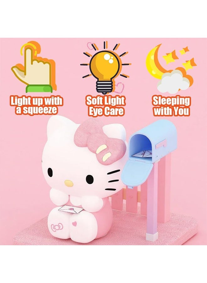 Hello Kitty Kitty Night Light for Kids, Gifts for Girls - 7 Colors LED Squishy Cute Lamp for Children's Room Decor, Silicone Nursery Nightlight Rechargeable Bedside Touch Lamp for Breastfeeding, Girls Gifts - Image 3