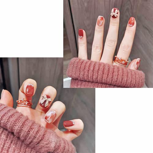 Sunkizzrs® Nails Extension Artificial False Nails Acrylic Full Fake Nail Tips Art Set (Style I) - Pack of 24 Everlasting French Tip Nails With Adhesive Stickers & Nail File - Image 4