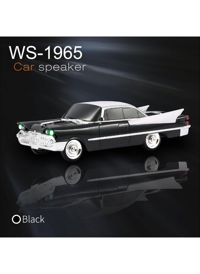 هيدج مكبر صوت لاسلكي بتصميم سيارة كلاسيكية عتيقة WS-1965 مع راديو FM، منفذ USB/بطاقة TF، مكالمات بدون استخدام اليدين، أضواء LED، نظام صوتي محمول قابل لإعادة الشحن، أسود - Image 5