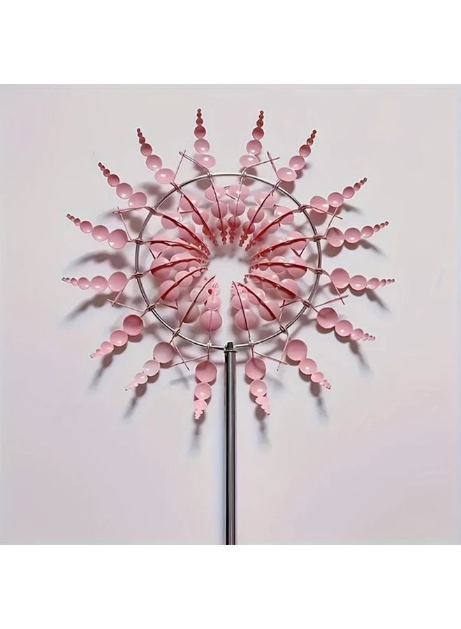 Silvery Metal 3D Wind Spinners 360 Degree Wind Powered Sculpture For Yard Garden Patio - Image 4