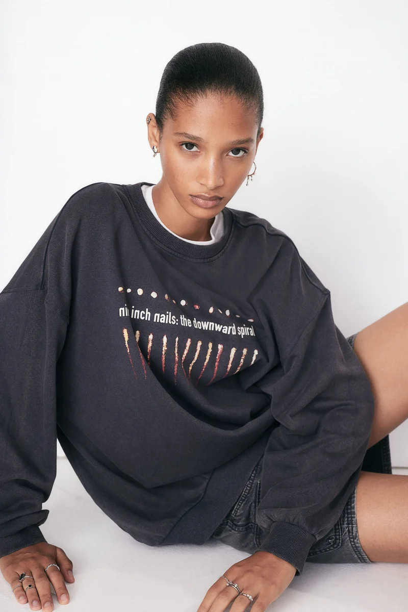 H&M Oversized Printed Sweatshirt
