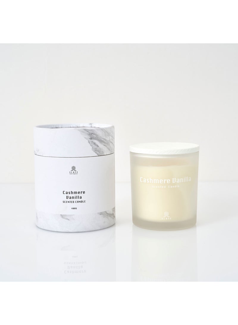 Candle jar 400g cashmere vanilla fragrance in white 