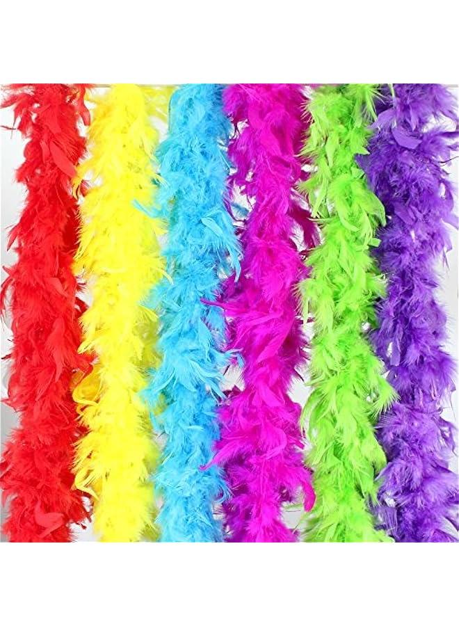 6pcs 6.6ft Colorful Feather Boas for Women Girls Costume Dress Up Party Bulk Decoration - Image 1