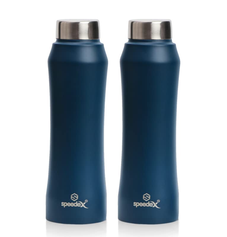 Speedex Stainless Steel Dark Blue Water Bottle 1 Litre with Steel Cap – Leak-Proof, Durable, Lightweight | Ideal for Kids, Adults, Office, School, Travel | Pack of 2, Set of 2, Combo of 2 1000ml Each - Image 1