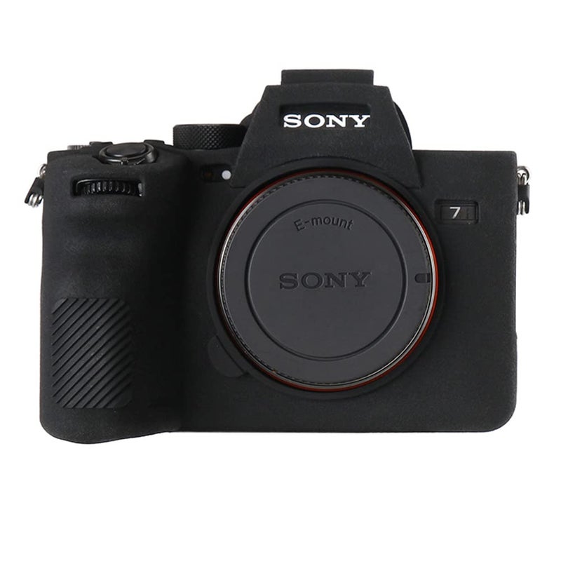 STSEETOP Camera Case for Sony A74 A7M4 A7IV- Protective Silicone DSLR Skin Cover, Detachable Cage, Shockproof, Dustproof (Black) - Image 1