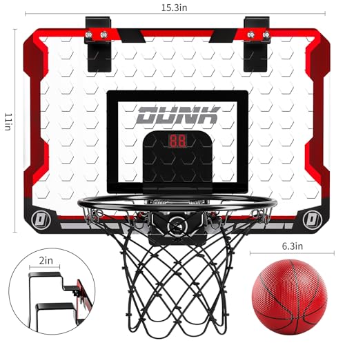 TEMI Basketball Hoop Indoor, Mini Basketball Hoop with 4 Balls & Electronic Scoreboard, Over the Door Basketball Hoop, Basketball Toys for Boys Girls Age 5 6 7 8 9 10 11 12 - Kids & Teens Gift Ideas - Image 2