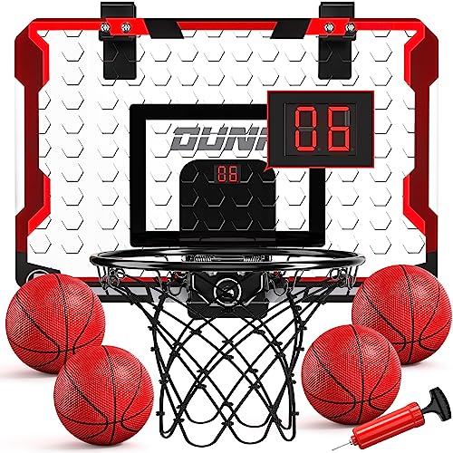 TEMI Basketball Hoop Indoor, Mini Basketball Hoop with 4 Balls & Electronic Scoreboard, Over the Door Basketball Hoop, Basketball Toys for Boys Girls Age 5 6 7 8 9 10 11 12 - Kids & Teens Gift Ideas - Image 1