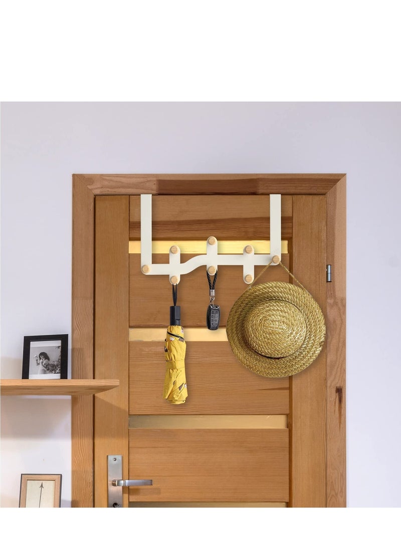 Door Hooks, Heavy-Duty Over Door Hanger with 8 Hooks for Hanging Coat Towel Bag Robe Hat, Over Door Coat Hooks for Bedroom Bathroom Kitchen (White) - Image 4