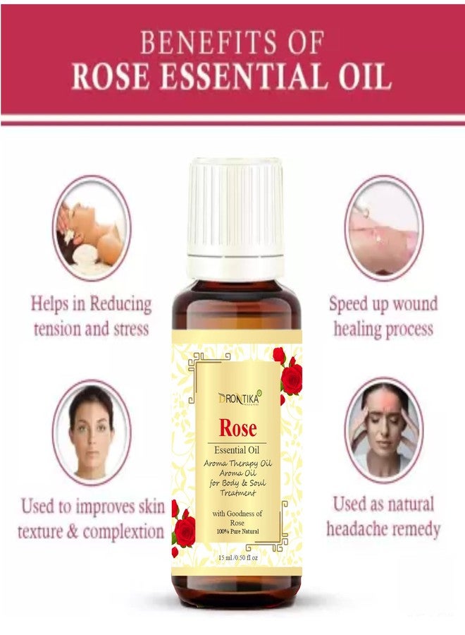 Drontika 100% Pure & Natural ose Essential Oil, 15ml|Hydrates Skin| Aromatherapy| Stress-relieving properties|Natural and Therapeutic - Image 2