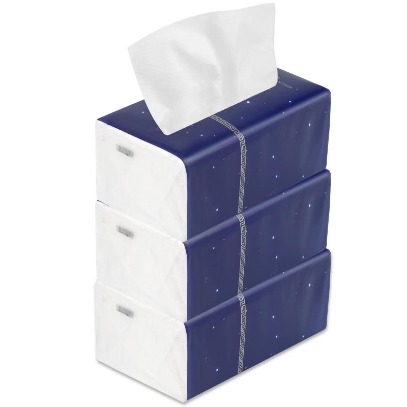 Aturmon Soft Facial Napkins, Toilet Paper, Bag Cover, Not In Box, Disposable Facial Tissue, White Facial Paper Tissue, Material Native Wood Pulp Fiber NOT COTTON, 4-Ply, 3 Pack, 360 Sheet per Pack - Image 1