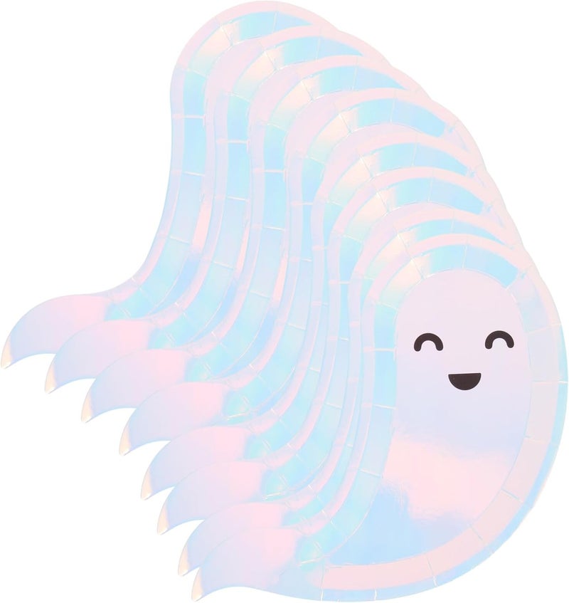 klarako 8pcs Ghost Plate Halloween Dinner Foods Plate Birthday Party Ghost Shape Foods Dish Round Serving Dishes Halloween Snack Trays Pasta Paper Dinner Party Dessert Plate Dining Table - Image 1