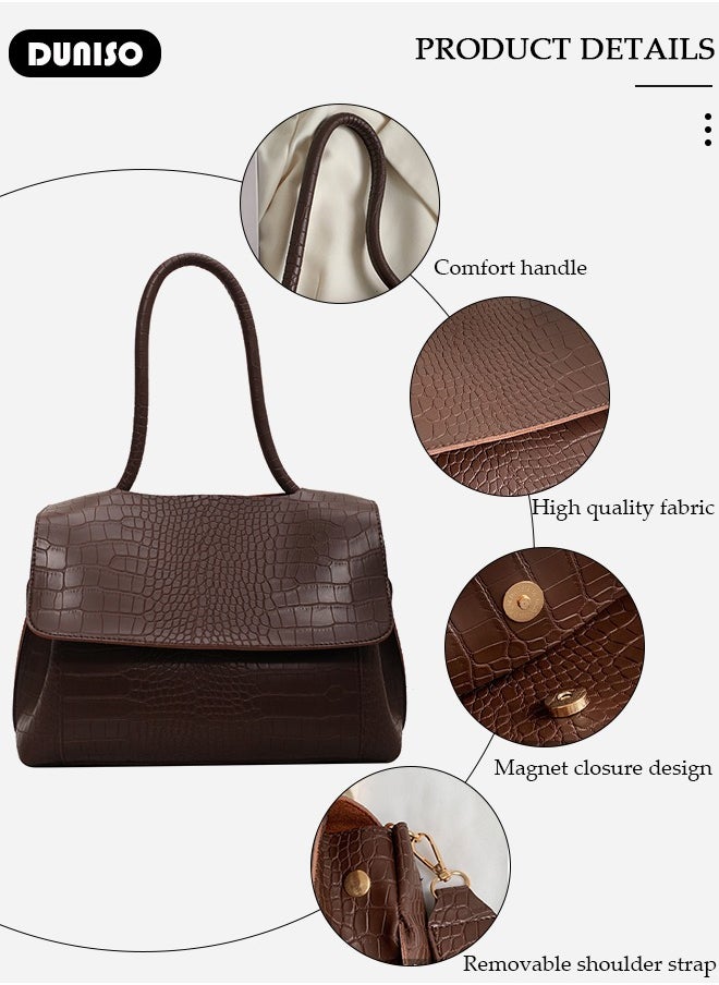 DUNISO Women's Shoulder Tote Bag Faux Leather Handbag for Women Large Capacity Messenger Bag, Fashionable Travel Shoulder Bag for Ladies Girls College Students  - Image 2