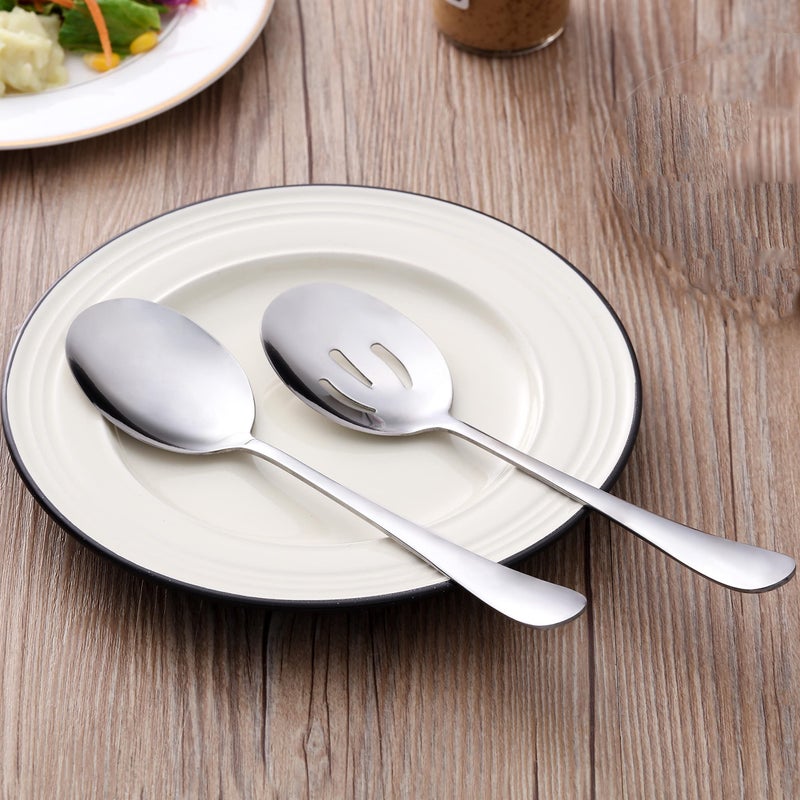 LayHyand 6 Pieces Serving Spoons Set  8.7 Inch  Includes 3 Serving Spoons And 3 Slotted Spoons  Stainless Steel Buffet Banquet Spoons  Large Spoons Utensils Cutlery Set For Home  Kitchen - Image 3