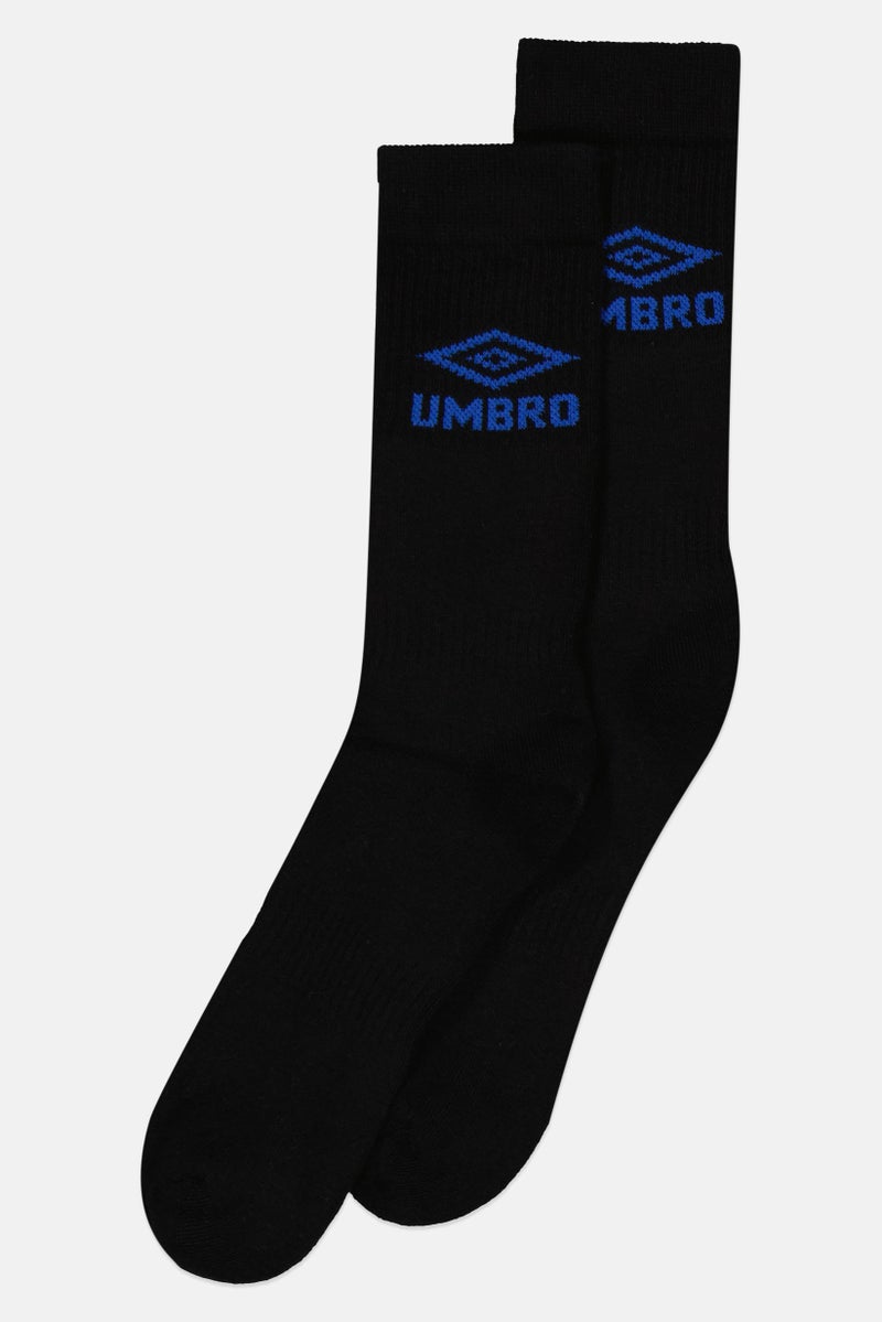 umbro جوارب كروية للرجال، 1 زوج، بشعار العلامة التجارية، أسود