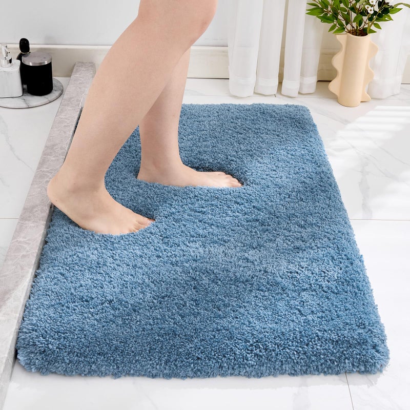 Disolla Blue Bathroom Rug 17x24 - Non-Slip Plush Small Bath Mat, Highly Absorbent & Ultra Soft Fluffy Floor Mat, Machine Washable for Shower and Tub - Image 1