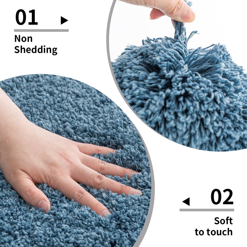 Disolla Blue Bathroom Rug 17x24 - Non-Slip Plush Small Bath Mat, Highly Absorbent & Ultra Soft Fluffy Floor Mat, Machine Washable for Shower and Tub - Image 4