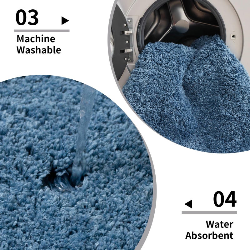 Disolla Blue Bathroom Rug 17x24 - Non-Slip Plush Small Bath Mat, Highly Absorbent & Ultra Soft Fluffy Floor Mat, Machine Washable for Shower and Tub - Image 5
