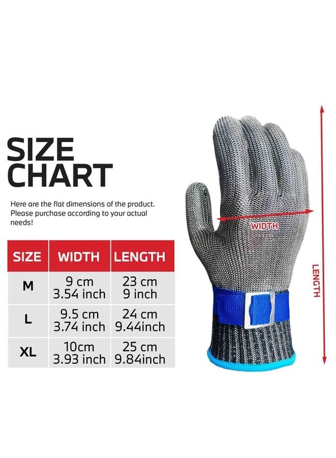 JOISIV Level 9 Cut Resistant Glove Stainless Steel Mesh Size L 1 PC For Shucking BBQ Camping - Image 3