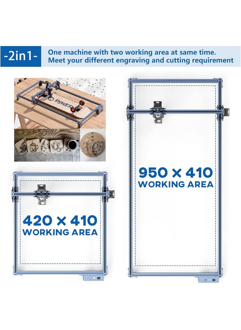 سكلبفون آلة قطع النقش بالليزر من طراز S9 Plus 5W مع طقم توسيع 410×950 مم، حفار وقاطع لجلود فلز الخشب الرقائقي - Image 2