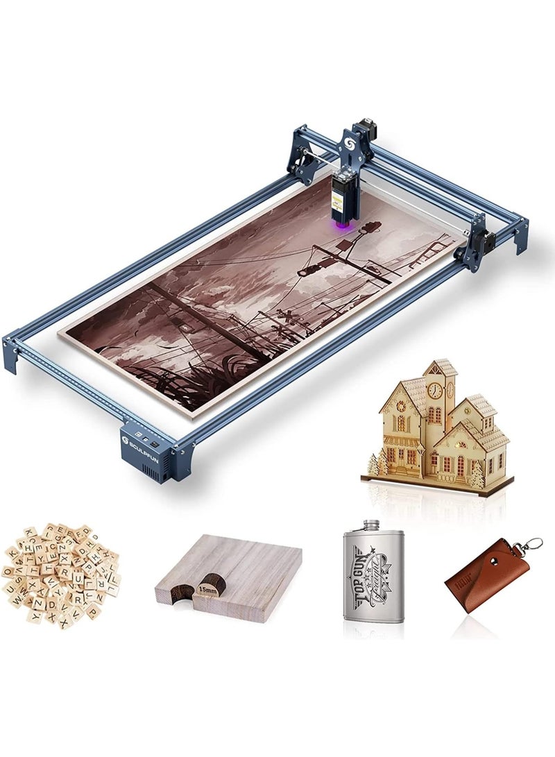 سكلبفون آلة قطع النقش بالليزر من طراز S9 Plus 5W مع طقم توسيع 410×950 مم، حفار وقاطع لجلود فلز الخشب الرقائقي - Image 1