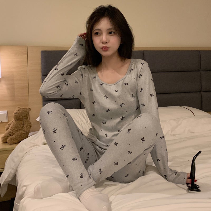 Velvet Warm Pajamas Women'S Suit Girls Cartoon Sweet Underwear Base Home Clothes - Image 1