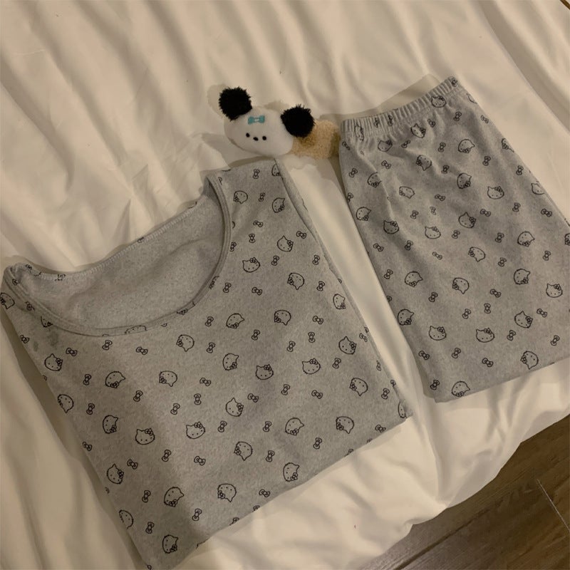 Velvet Warm Pajamas Women'S Suit Girls Cartoon Sweet Underwear Base Home Clothes - Image 2