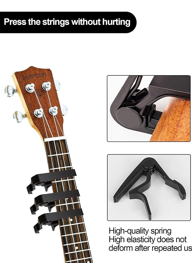Tersely Aluminum Alloy Guitar Capo Trigger with 3pcs Guitar Picks Single Hand Use Quick Change Black Capos for Classical Acoustic Electric Guitars Ukulele - Image 3
