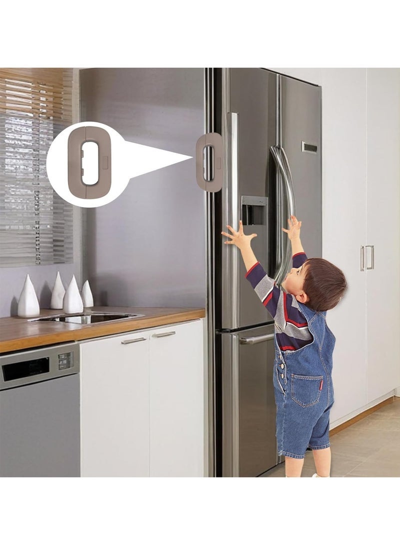 Bukela 2Pcs Refrigerator Lock, Fridge Lock, Cabinet Locks, Self-Adhesive Fridge Lock with Strong Adhesive, Easy to Instal,l No Tools Need for Cupboard Door Drawer Closet Refrigerator - Image 3