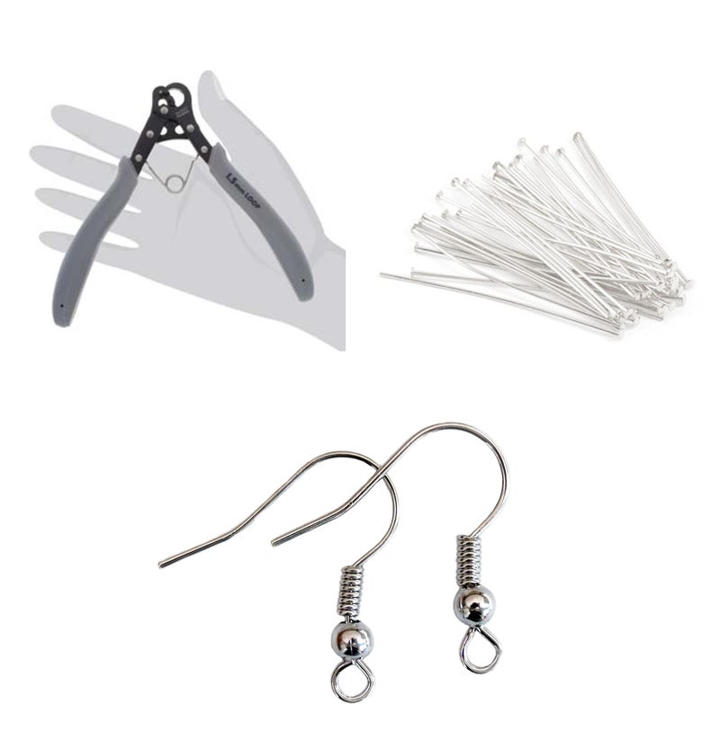 Earring Making Supplies Ear Wires Head Pins One Step Looper DIY Earring Kit Looper Tool Headpins 144 Earring Wires 144