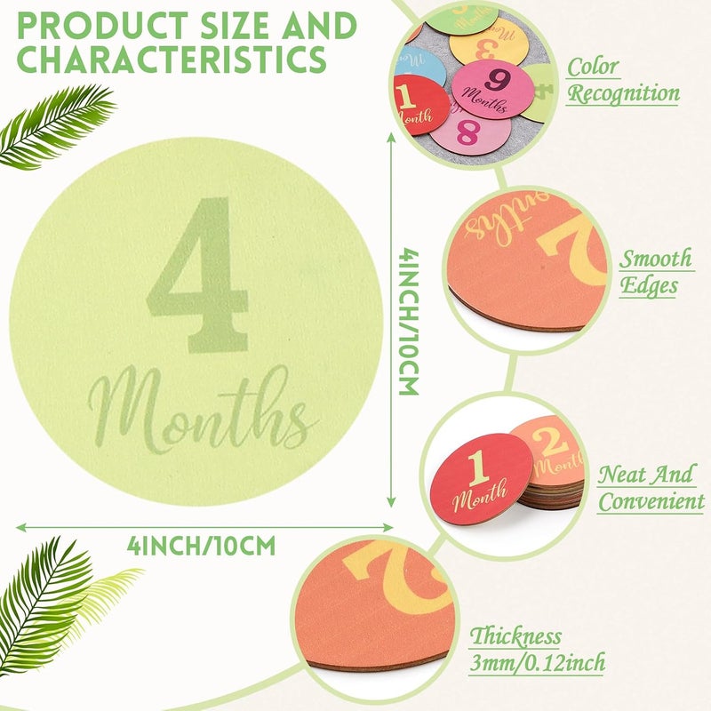 Al Raied ARS® Baby Monthly Milestone Signs - 13 Pack Wooden Baby Milestone Cards for 1-12 Months - Image 2