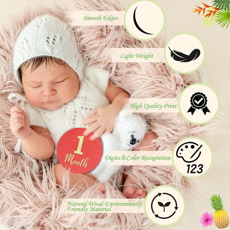 Al Raied ARS® Baby Monthly Milestone Signs - 13 Pack Wooden Baby Milestone Cards for 1-12 Months - Image 4