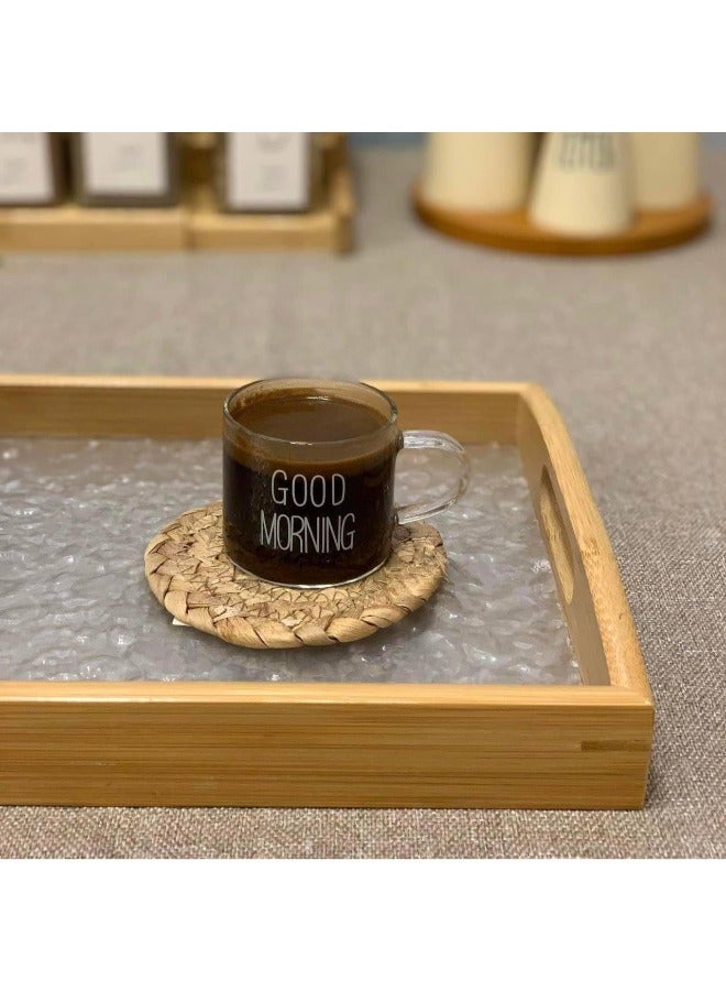 6 قطع من فناجين القهوة الجود مورنينج بيد شفاف فناجين قهوة  طقم فناجين قهوة  فناجين Good Morning  فناجين القهوة برسالة صباح الخير  طقم فناجين ملونة  فناجين سيراميك بيد  فناجين قهوة مع يد ملونة  طقم أكواب قهوة 6 قطع  فناجين ضيافة عصرية  أكواب قهوة صباح الخير - Image 2