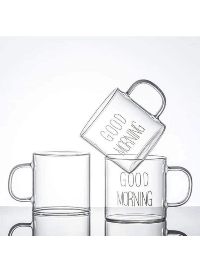 6 قطع من فناجين القهوة الجود مورنينج بيد شفاف فناجين قهوة  طقم فناجين قهوة  فناجين Good Morning  فناجين القهوة برسالة صباح الخير  طقم فناجين ملونة  فناجين سيراميك بيد  فناجين قهوة مع يد ملونة  طقم أكواب قهوة 6 قطع  فناجين ضيافة عصرية  أكواب قهوة صباح الخير - Image 1