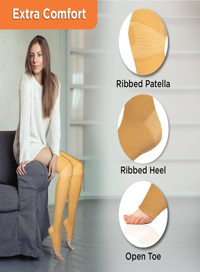 Vissco Anti Embolism Stocking -Thigh Length (Above Knee), Leg Compression Stocking to Improve Blood Circulation, Swollen, Tired, Aching Legs & Sore Legs - Medium (Beige) - Image 2