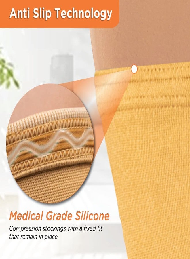 Vissco Anti Embolism Stocking -Thigh Length (Above Knee), Leg Compression Stocking to Improve Blood Circulation, Swollen, Tired, Aching Legs & Sore Legs - Medium (Beige) - Image 4