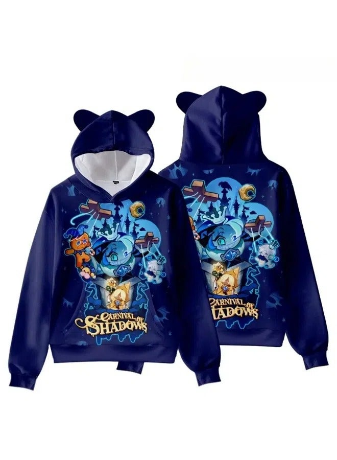 3D Beast Cookie Shadow Milk Cookie Cat Ears Hooded Sweater Gift for Family and Friends - Image 1