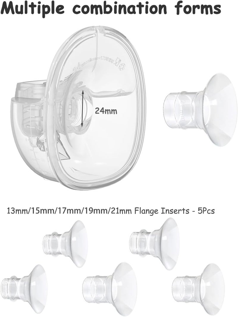 Gowing ملحقات مضخة الثدي القابلة للارتداء قطع غيار مضخة بديلة فوهة 24 مم صمام بطة غشاء سيليكون كوب جامع الحليب متوافق مع MOMMED S18 S21 مجموعة إضافية من 5 قطع إدخالات فوهة - Image 3