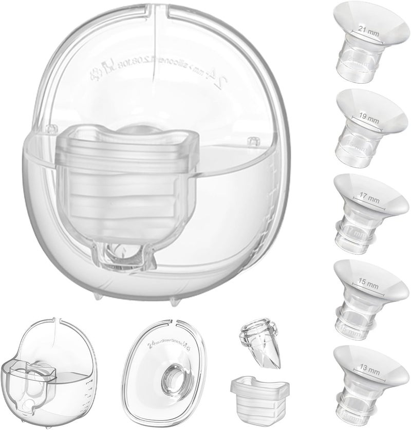 Gowing ملحقات مضخة الثدي القابلة للارتداء قطع غيار مضخة بديلة فوهة 24 مم صمام بطة غشاء سيليكون كوب جامع الحليب متوافق مع MOMMED S18 S21 مجموعة إضافية من 5 قطع إدخالات فوهة - Image 1