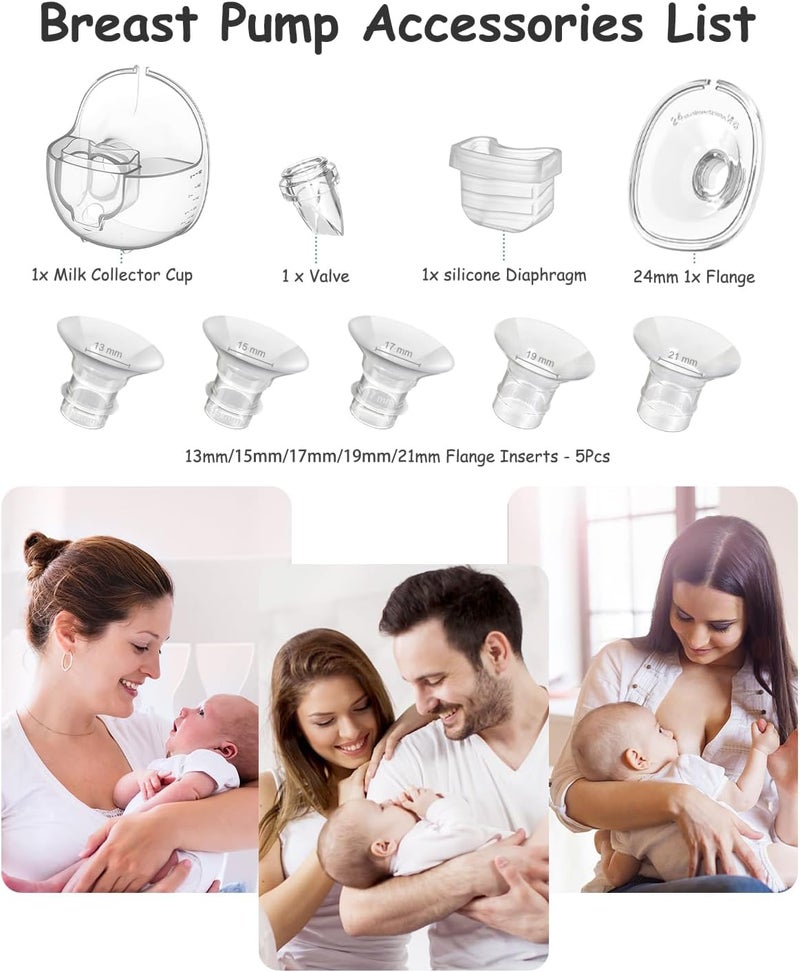 Gowing ملحقات مضخة الثدي القابلة للارتداء قطع غيار مضخة بديلة فوهة 24 مم صمام بطة غشاء سيليكون كوب جامع الحليب متوافق مع MOMMED S18 S21 مجموعة إضافية من 5 قطع إدخالات فوهة - Image 5