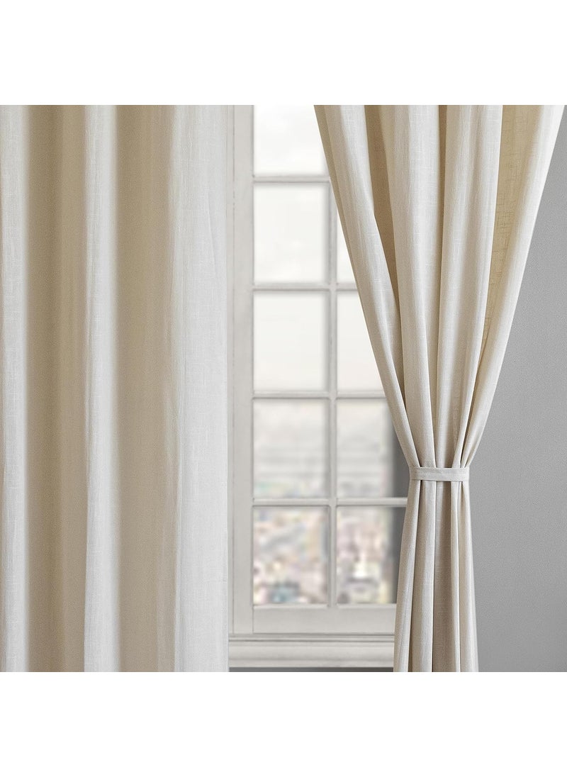 LINENWALAS - LINENWALAS Cotton Linen Semi Sheer Curtains for Bedroom, Living Room, 5 Feet Window Curtain, Pack-1 Pcs Boho Curtain with Rod Pocket and Back Loop, Light Filtering (Pack-1 Pcs, Natural) - Image 1
