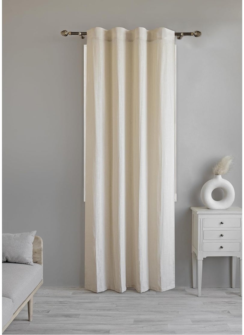 LINENWALAS - LINENWALAS Cotton Linen Semi Sheer Curtains for Bedroom, Living Room, 5 Feet Window Curtain, Pack-1 Pcs Boho Curtain with Rod Pocket and Back Loop, Light Filtering (Pack-1 Pcs, Natural) - Image 1