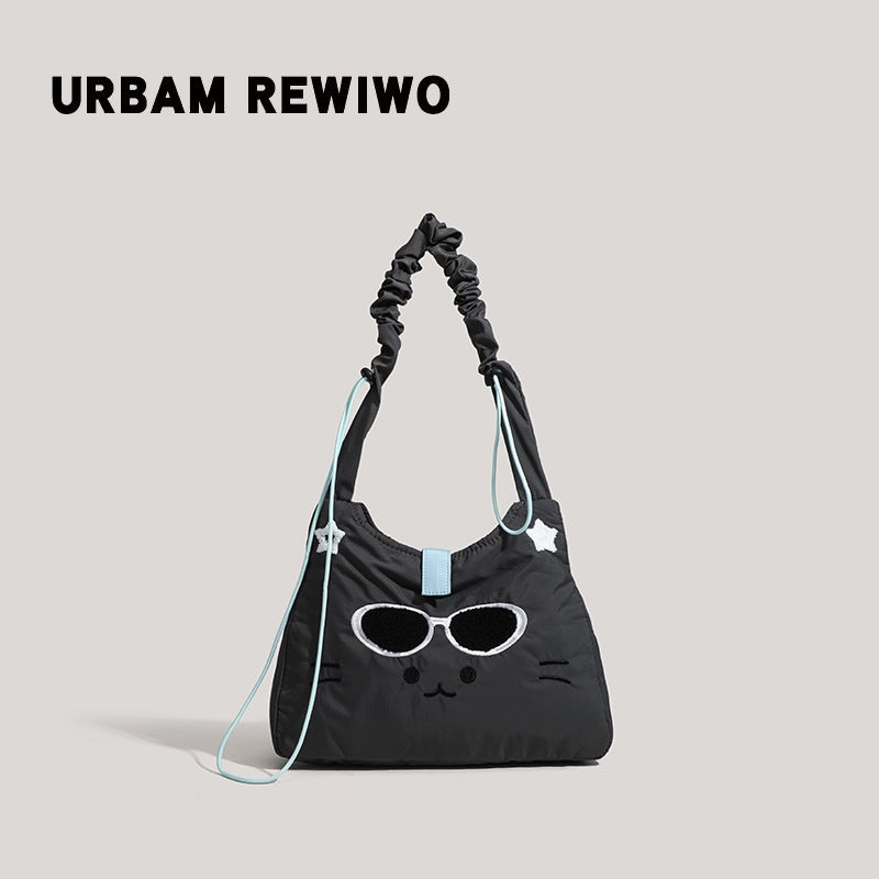 Bag 2026 New Model Cute Cat Embroidered Tote Bag Versatile For Commuting Shoulder Crossbody Bag Fashionable Canvas Bag For Women - Image 2