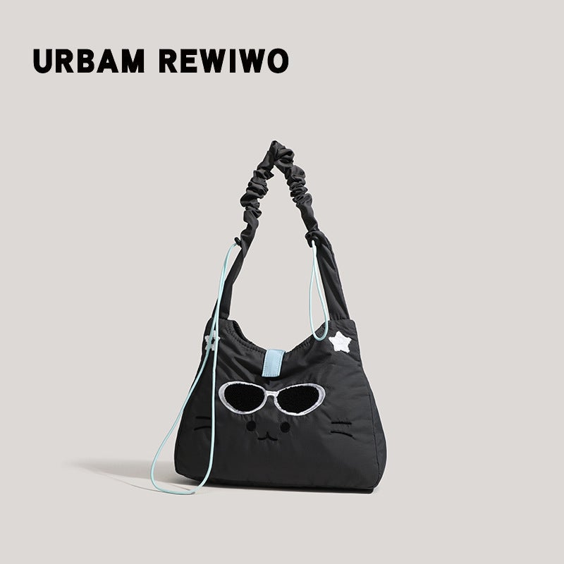 Bag 2026 New Model Cute Cat Embroidered Tote Bag Versatile For Commuting Shoulder Crossbody Bag Fashionable Canvas Bag For Women - Image 4