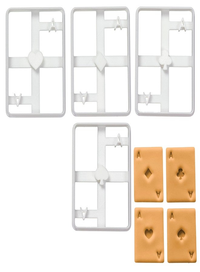 Bakerlogy Set of 4 Poker Card cookie cutters (Designs: Ace of Spades, Diamond, Club and Heart), 4 pieces, Ideal for DIY Las Vegas Casino theme party - Bakerlogy - Image 1