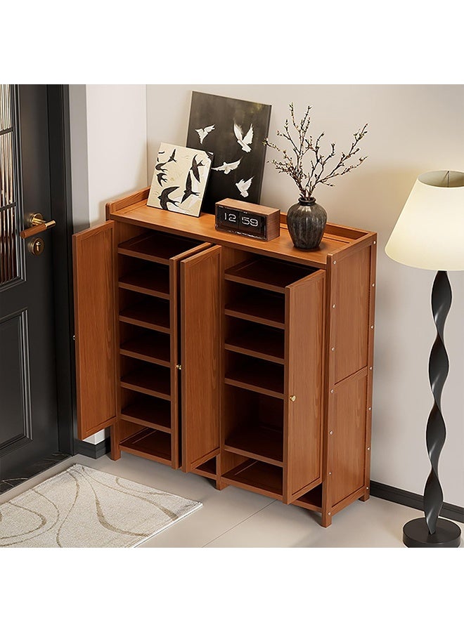 Beauenty Shoe Cabinet,Bamboo Shoe Cabinet,Freestanding Shoe Cupboard,Modern Narrow Organizer for Hallway, Bedroom, and Entryway.Equipped with Dust Curtain|No backboard - Image 3