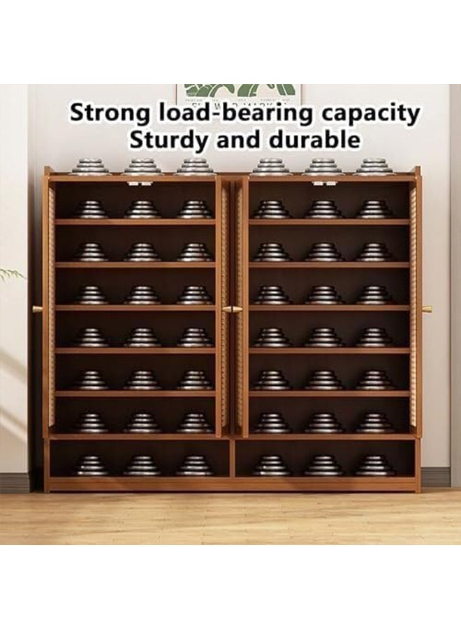 Beauenty Shoe Cabinet,Bamboo Shoe Cabinet,Freestanding Shoe Cupboard,Modern Narrow Organizer for Hallway, Bedroom, and Entryway.Equipped with Dust Curtain|No backboard - Image 5
