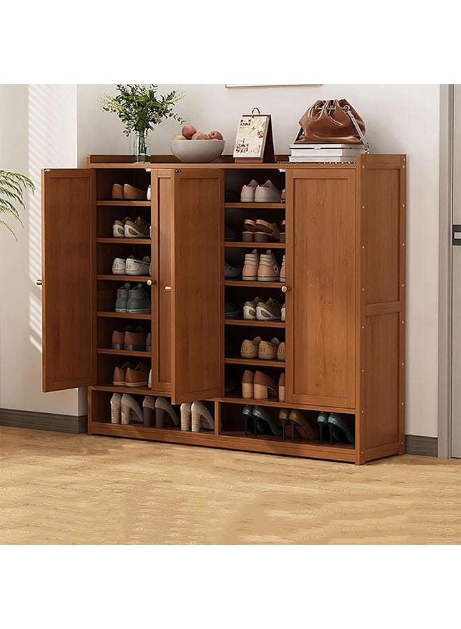 Beauenty Shoe Cabinet,Bamboo Shoe Cabinet,Freestanding Shoe Cupboard,Modern Narrow Organizer for Hallway, Bedroom, and Entryway.Equipped with Dust Curtain|No backboard - Image 1