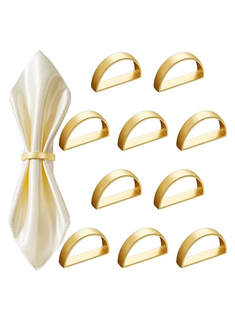 حلقات المناديل، 10 قطع من حاملات حلقات المناديل المصنوعة من الفولاذ المقاوم للصدأ باللون الذهبي، حامل حلقات بتصميم عصري مع مشابك معدنية على شكل نصف دائرة لتزيين الطاولة أو المطبخ أو العشاء أو الزفاف - Image 1